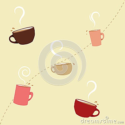 Coffee Cups Seamless Pattern Vector Illustration