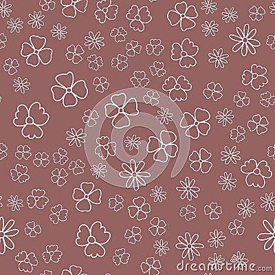 Seamless pattern, pastel flower brown brick matte, simple design vector Vector Illustration