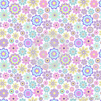 Seamless pattern with pastel flowers Vector Illustration