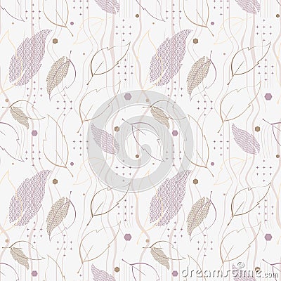 Seamless pattern with patterned leaves. Complex illustration print Stock Photo