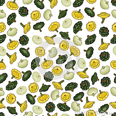 Seamless pattern with Patty Pan squash Vector Illustration