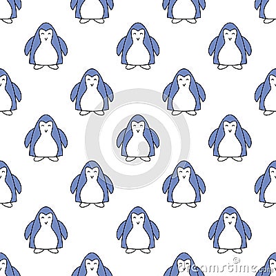 Seamless pattern with penguins. Cute penguin cartoon illustration. Animals pattern. Vector illustration Cartoon Illustration