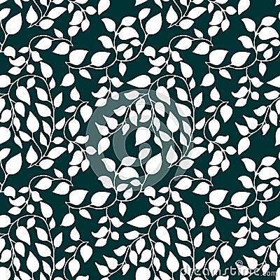 Seamless pattern with petal and leaves. Floral botanic background with ornate. Vector Illustration