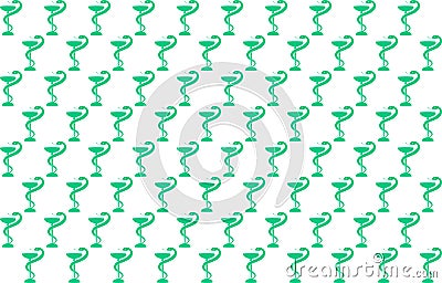 Seamless pattern of Pharmacy background. Bowl of Hygeia symbol Vector Illustration