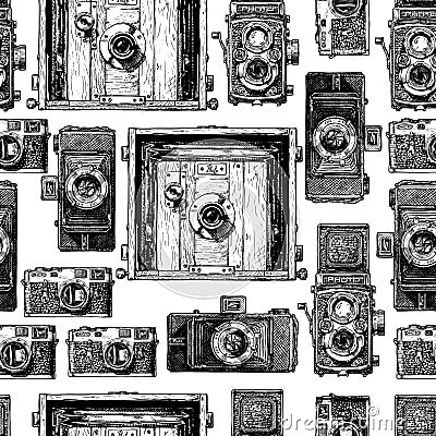 Seamless pattern with photo cameras Vector Illustration