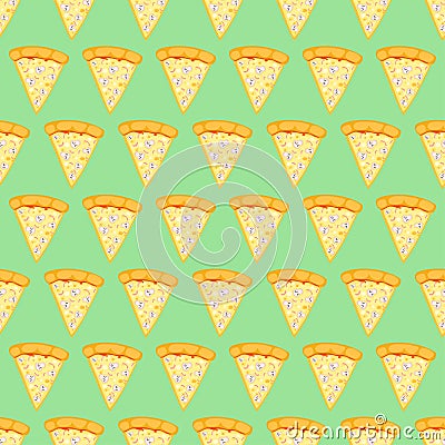 Seamless pattern with pieces of pizza with mushrooms. Vector illustration Vector Illustration