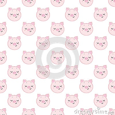 Seamless pattern, piggy art background design for fabric and decor Cartoon Illustration