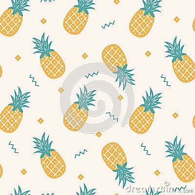 Seamless pattern pineapples freshness Vector Illustration