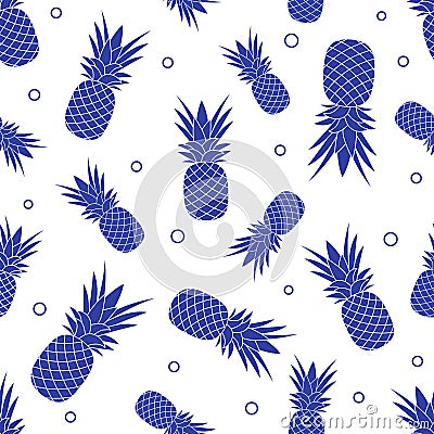 Seamless pattern with pineapples. Tropical fruit. Summer background Vector Illustration