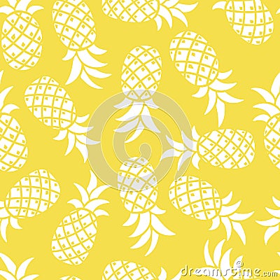 Seamless pattern with pineapples, white and yellow color Stock Photo