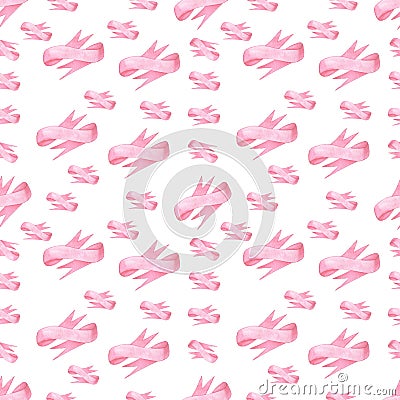 Seamless pattern of pink bows ribbon on white background Stock Photo
