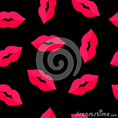 Seamless pattern of pink color female lips Vector Illustration