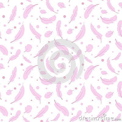 Seamless pattern with pink feathers Stock Photo