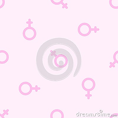 Seamless pattern with pink female Venus symbols. Vector Illustration