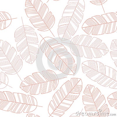 Seamless pattern with pink leaves on white background Vector Illustration