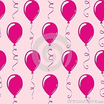 Seamless pattern pink party balloons Vector Illustration