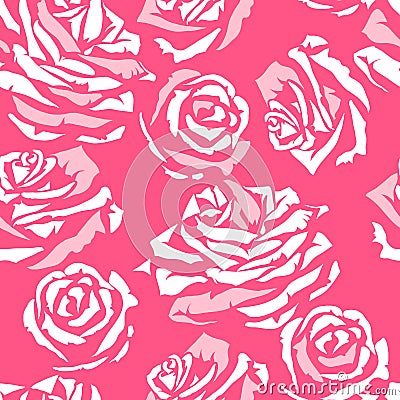 Seamless pattern with pink roses. Fashion natural background Vector Illustration