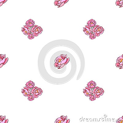 Seamless pattern with pink roses. Vector Illustration