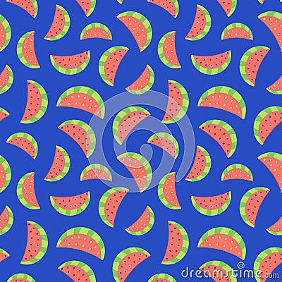 seamless pattern of watermelon. Watermelon berry pattern.Colorful summer and spring fruit pattern. Vector illustration. Vector Illustration