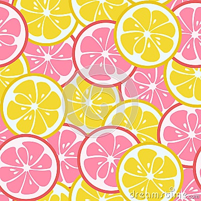 Seamless pattern with pink and yellow citrus Vector Illustration