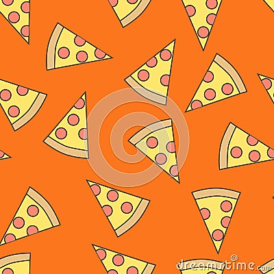 Seamless pattern of pizza, flat style. Vector Illustration