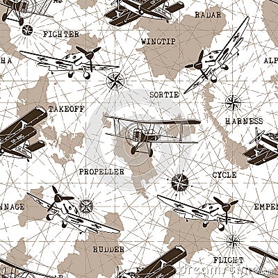 Seamless Pattern With Planes vector graphic design Stock Photo