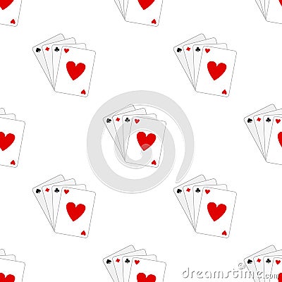 Playing Cards Flat Icon Seamless Pattern Vector Illustration