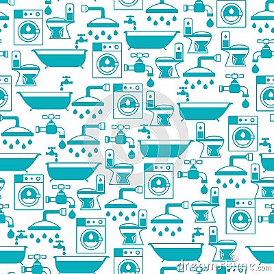 Seamless pattern with plumbing equipment Vector Illustration