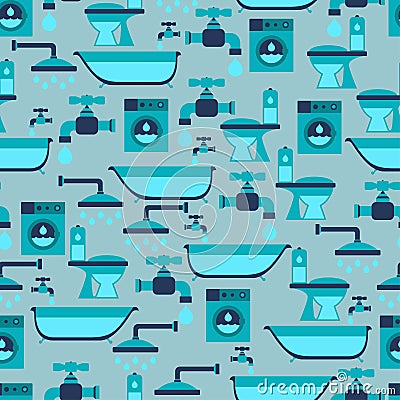 Seamless pattern with plumbing equipment Vector Illustration