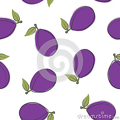 Seamless pattern from plums Vector Illustration