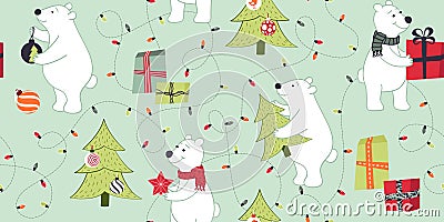 Seamless pattern with polar bears in retro style. Vector Illustration