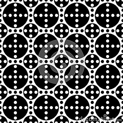 Seamless pattern with polka dots of three sizes in black and white Cartoon Illustration