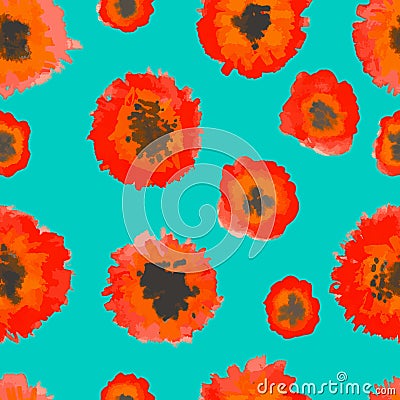seamless pattern poppies background colored Vector Illustration