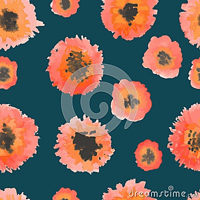seamless pattern poppies background colored Stock Photo