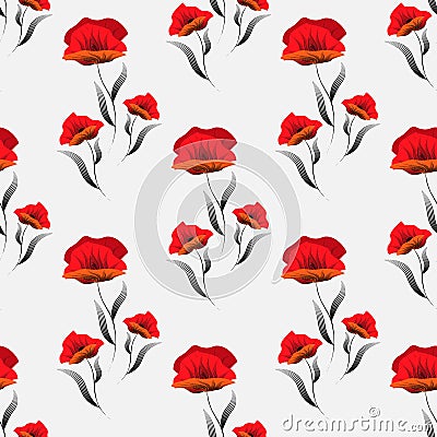 Seamless pattern with poppy. abstract Floral print Stock Photo