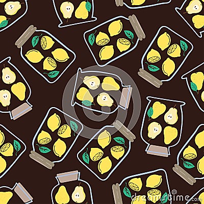 Seamless pattern with preserved fruits. Vector Illustration