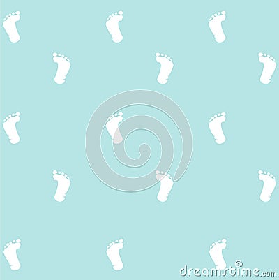 Seamless pattern, prints of foots of the child Cartoon Illustration