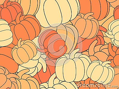 Seamless pattern with pumpkins. Halloween decoration. Autumn background for the holidays. Vector Vector Illustration