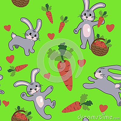 Seamless pattern with rabbit Vector Illustration