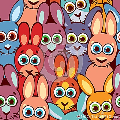 Seamless pattern with rabbits. Childish wallpaper and textile. Vector Illustration