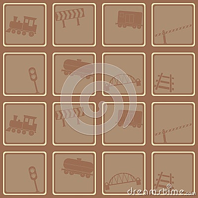 Seamless pattern with railroad icons Vector Illustration