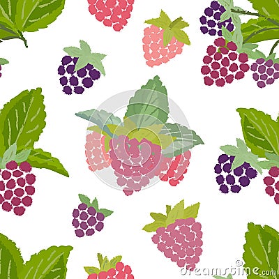Seamless pattern of raspberry Vector Illustration