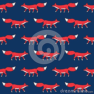 Seamless pattern of red fox Vector Illustration