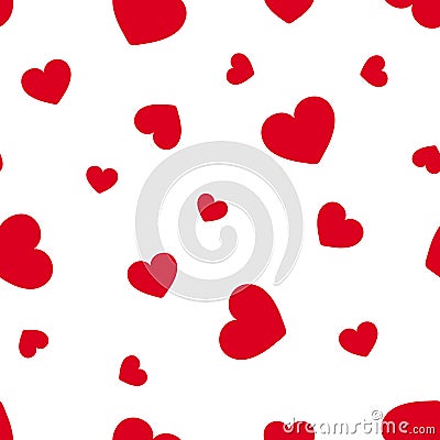 Seamless pattern with red hearts. Vector illustration. Vector Illustration