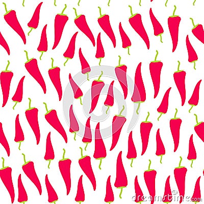 Seamless pattern with red hot chili pepper isolated on white background simple scandinavian style trend of the season. Can be used Vector Illustration