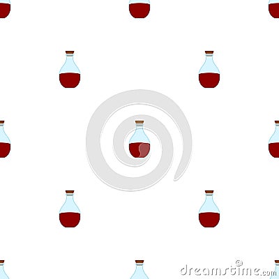 Seamless pattern with red potion icons. Cartoon magic healing elixir flask. Vector illustration Vector Illustration