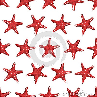 Seamless pattern with red starfish. Image for wrapping paper Vector Illustration