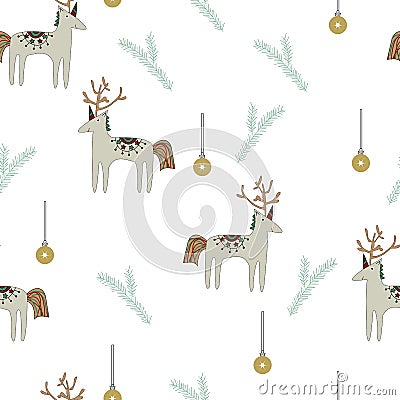 Reindeer with unicorn horns Vector Illustration