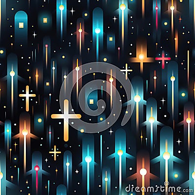 seamless pattern with religious crosses of the Orthodox faith on dark background. Decor for fabric and textile Stock Photo