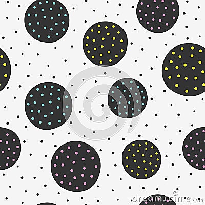 Seamless pattern with repeated round spots. Painted by hand. Vector Illustration